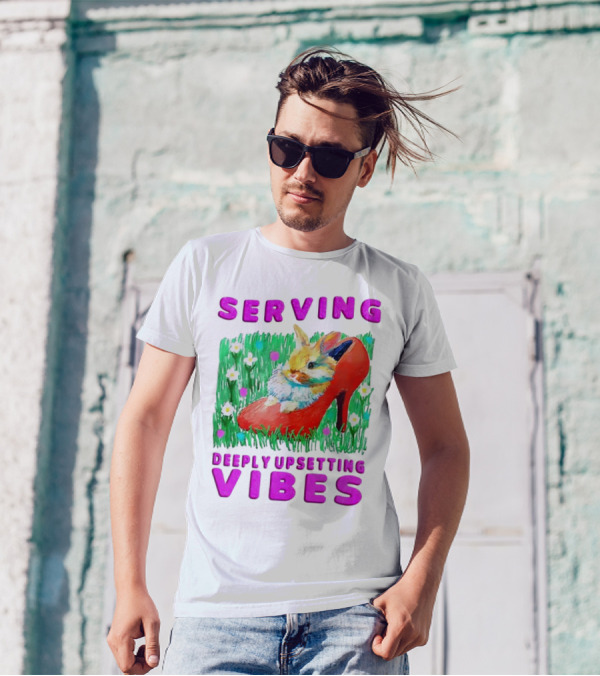 Serving Deeply Upsetting Vibes Bunny In Red High Heel With Flowers T-Shirt