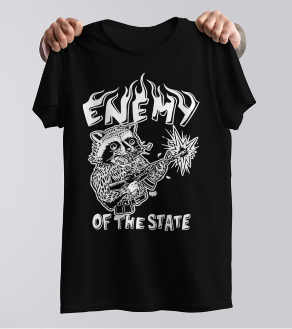 Enemy Of The State Raccoon With Gun Olafh Ace T-Shirt