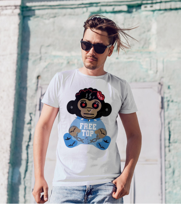 Never Broke Again Free Top Baby Monkey Character Chains T-Shirt