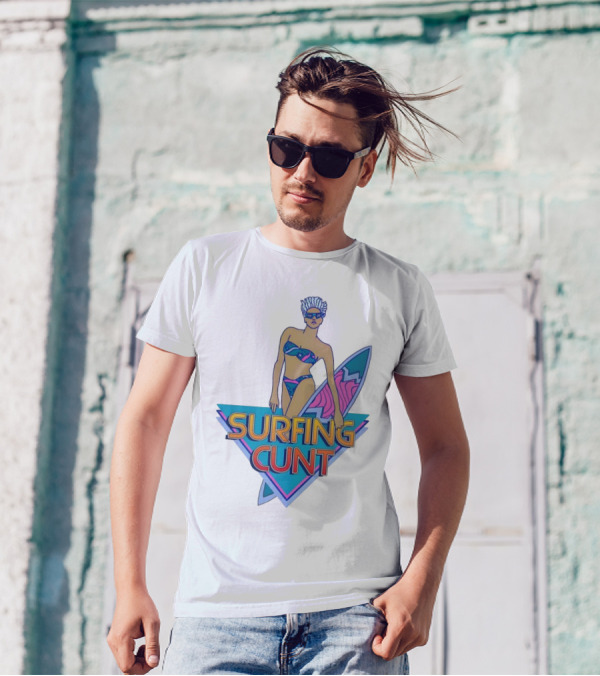Surfing Cunt Retro Summer Vibes Surfer Girl Iconic T-Shirt