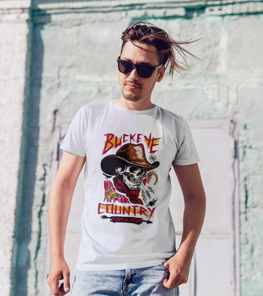 Buckeye Country Superfest Skeleton Cowboy With Horse And Lasso T-Shirt