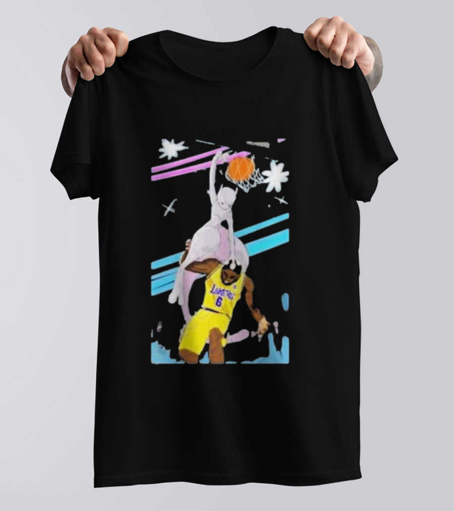 Mewtwo Dunking On Lakers Basketball Star Lebron James T-Shirt