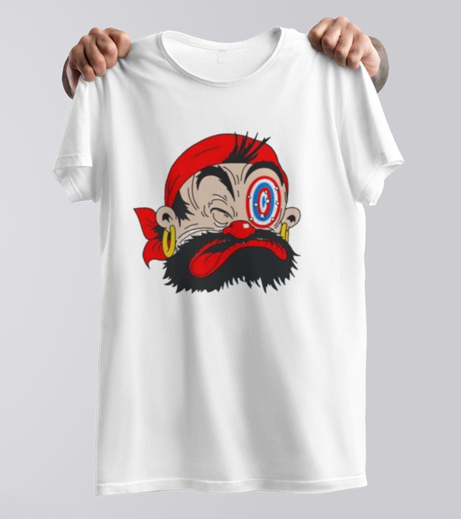 Popeye The Sailor Man Bluto Sindbad Face Close-Up Red Bandana Gold Earrings T-Shirt