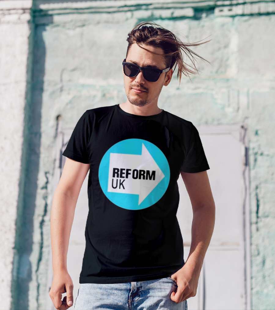 Reform UK Arrow Symbol Blue Circle T-Shirt