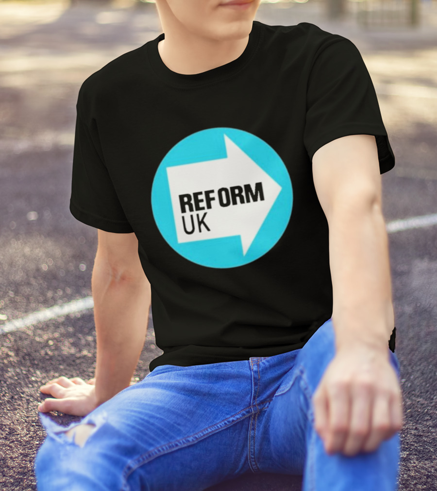 Reform UK Arrow Symbol Blue Circle T-Shirt