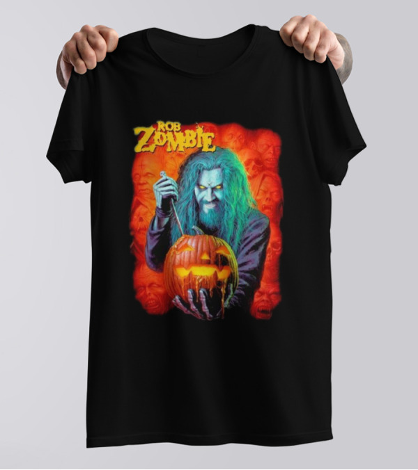 Rob Zombie Hellbilly Deluxe Halloween Pumpkin Horror T-Shirt