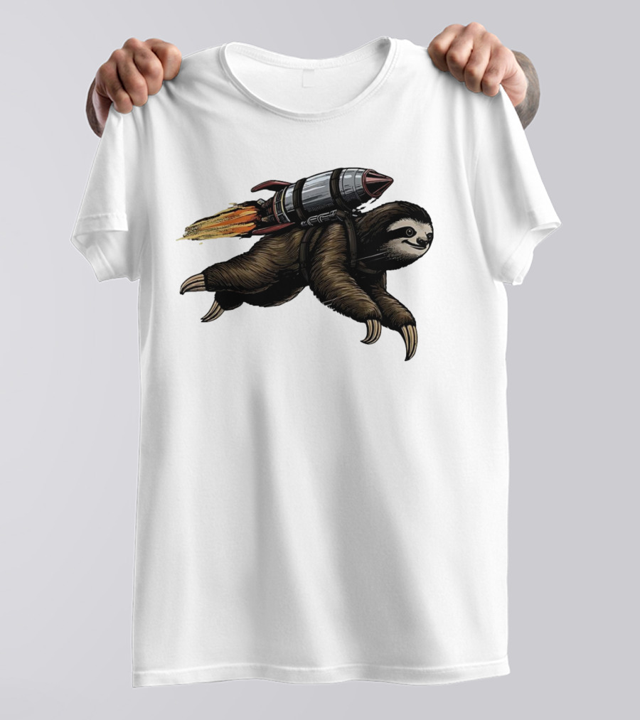 Sloth With Rocket-Powered Jetpack In Flight T-Shirt