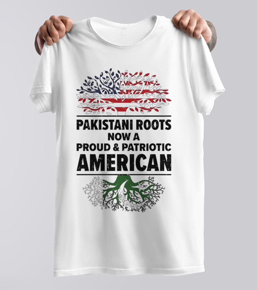 Pakistani Roots With Proud Patriotic American Flag Symbolism T-Shirt