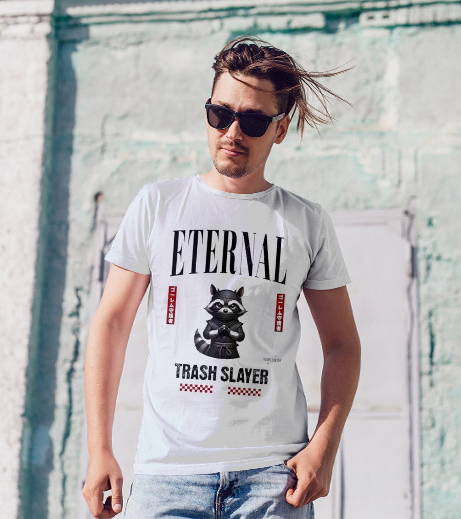 Eternal Ninja Trash Slayer Worldwide Raccoon T-Shirt