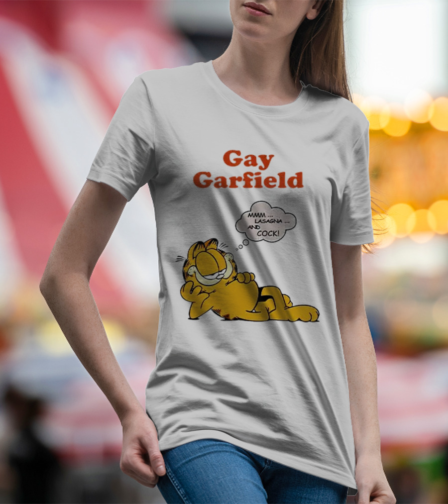 Gay Garfield Mmm Lasagna And Cock Meme T-Shirt