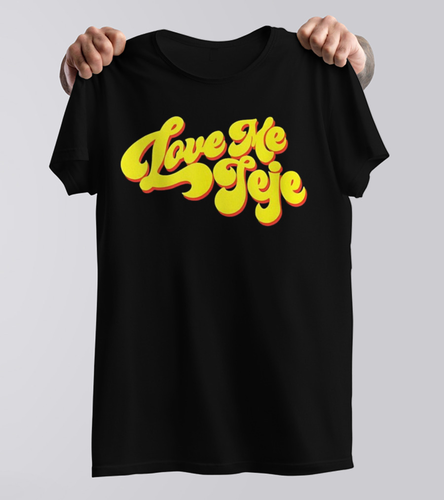 Love Me Jeje Retro Style Text Yellow And Red Groovy Font T-Shirt