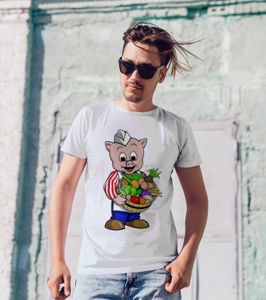 Piggly Wiggly Palmetto Pig With Basket Of Fresh Vegetables T-Shirt