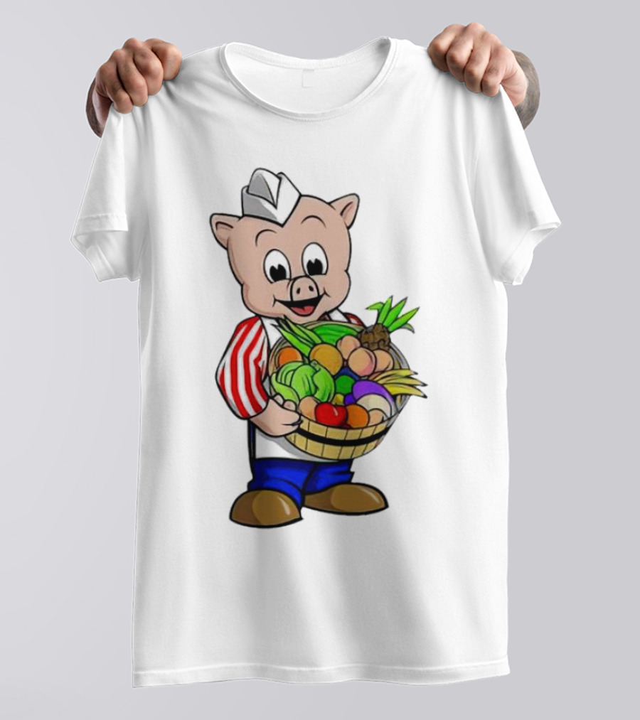 Piggly Wiggly Palmetto Pig With Basket Of Fresh Vegetables T-Shirt