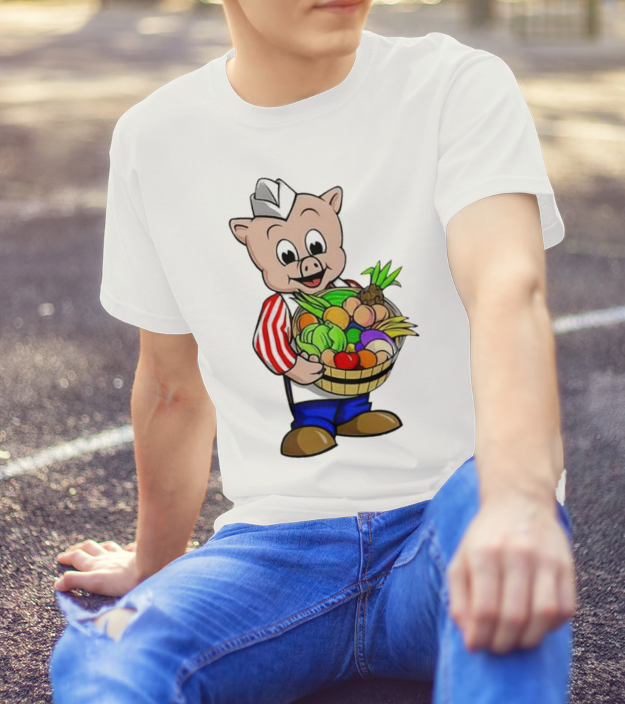 Piggly Wiggly Palmetto Pig With Basket Of Fresh Vegetables T-Shirt