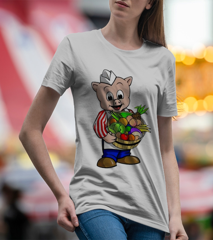 Piggly Wiggly Palmetto Pig With Basket Of Fresh Vegetables T-Shirt