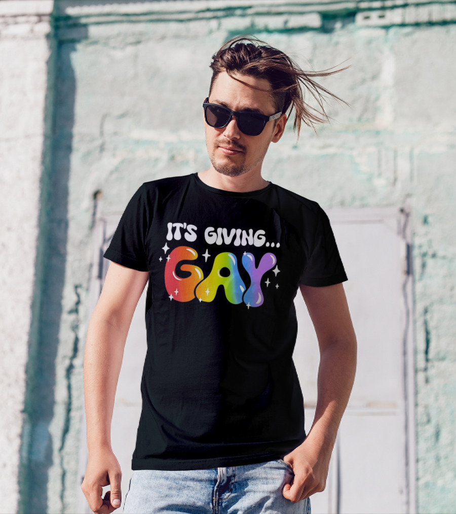 It's Giving Gay Pride Rainbow Sparkles T-Shirt