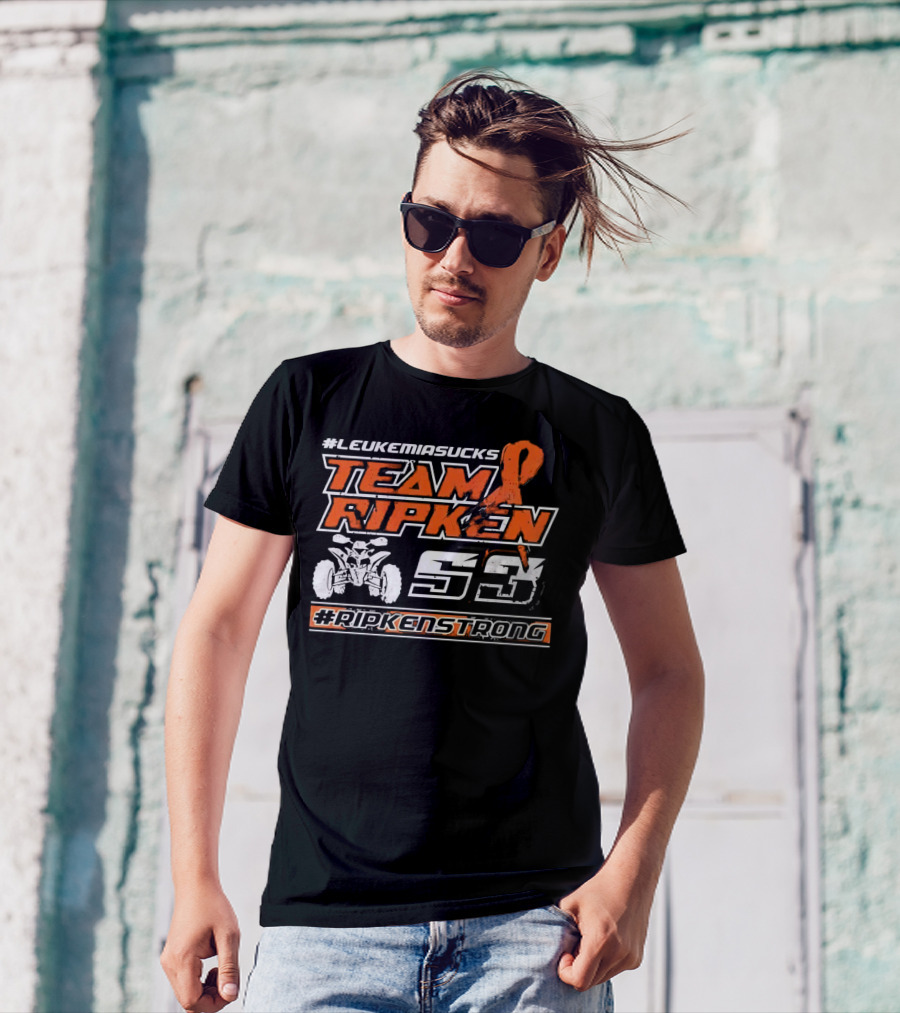 LeukemiaSucks Team Ripken 53 #RipkenStrong Orange Ribbon Quad Bike T-Shirt