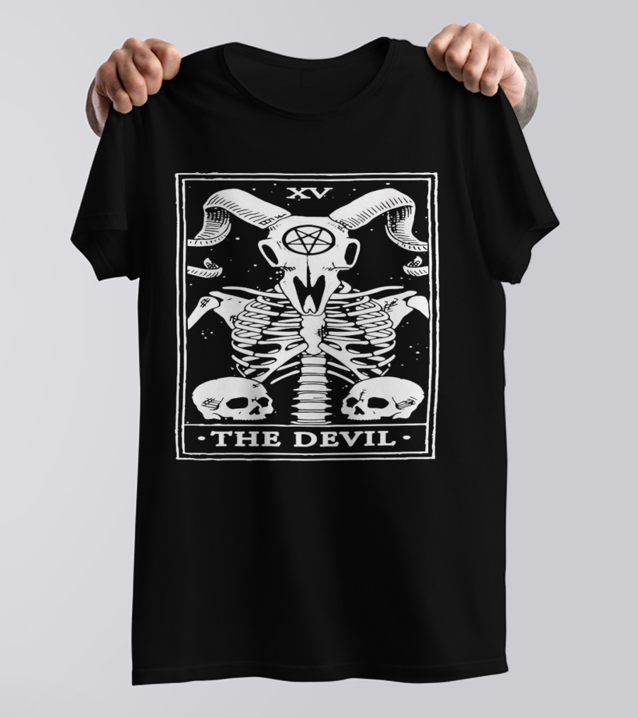 XV The Devil Skeleton Skull Tarot T-Shirt