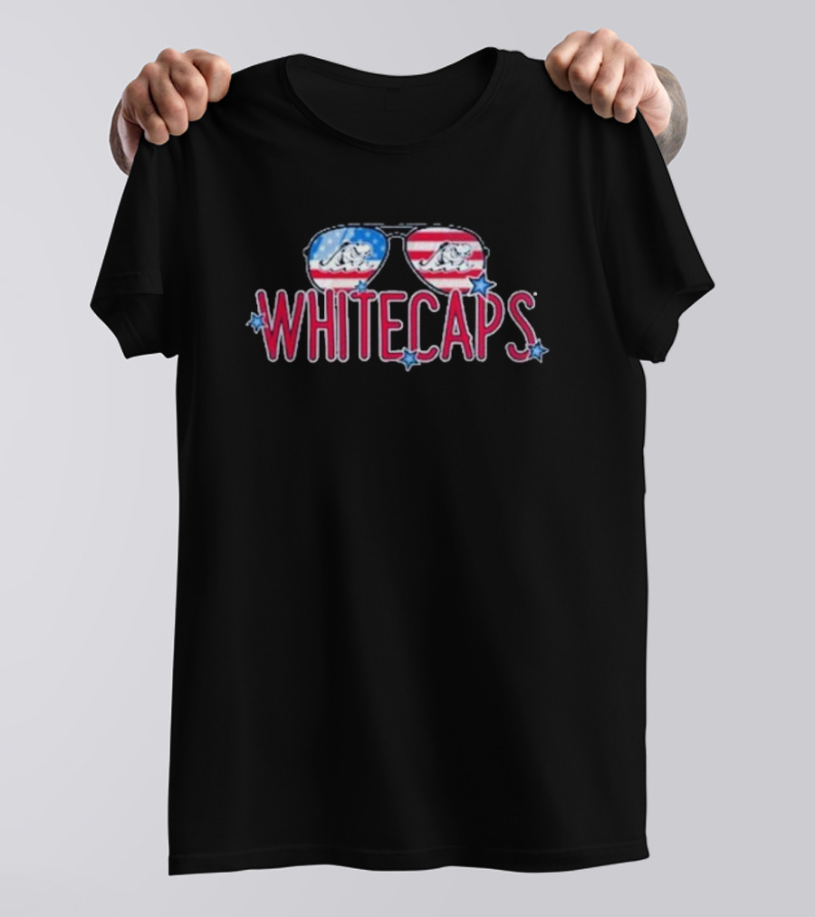 Whitecaps Sunglasses American Flag Stars T-Shirt