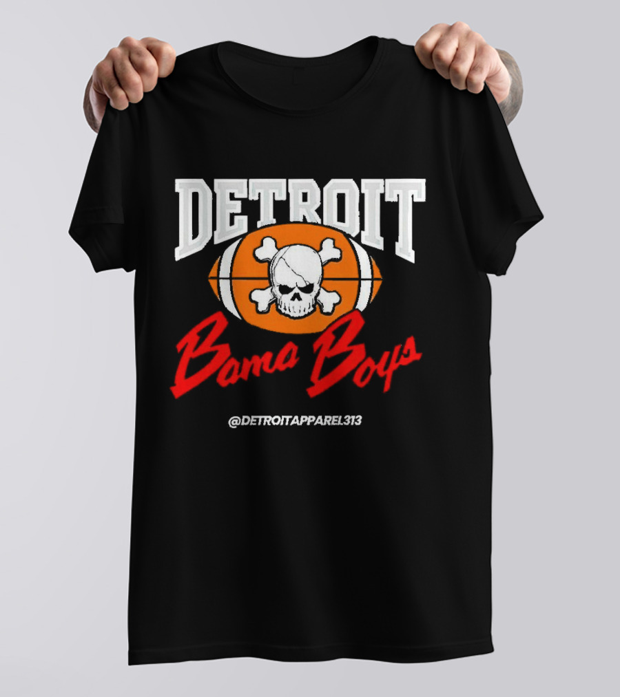Detroit Bama Boys Skull Football @DetroitApparel313 T-Shirt