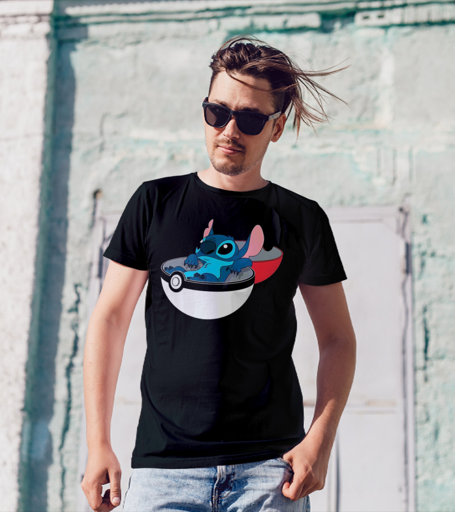 The Stitch Relaxing In Poké Ball Fusion Concept T-Shirt