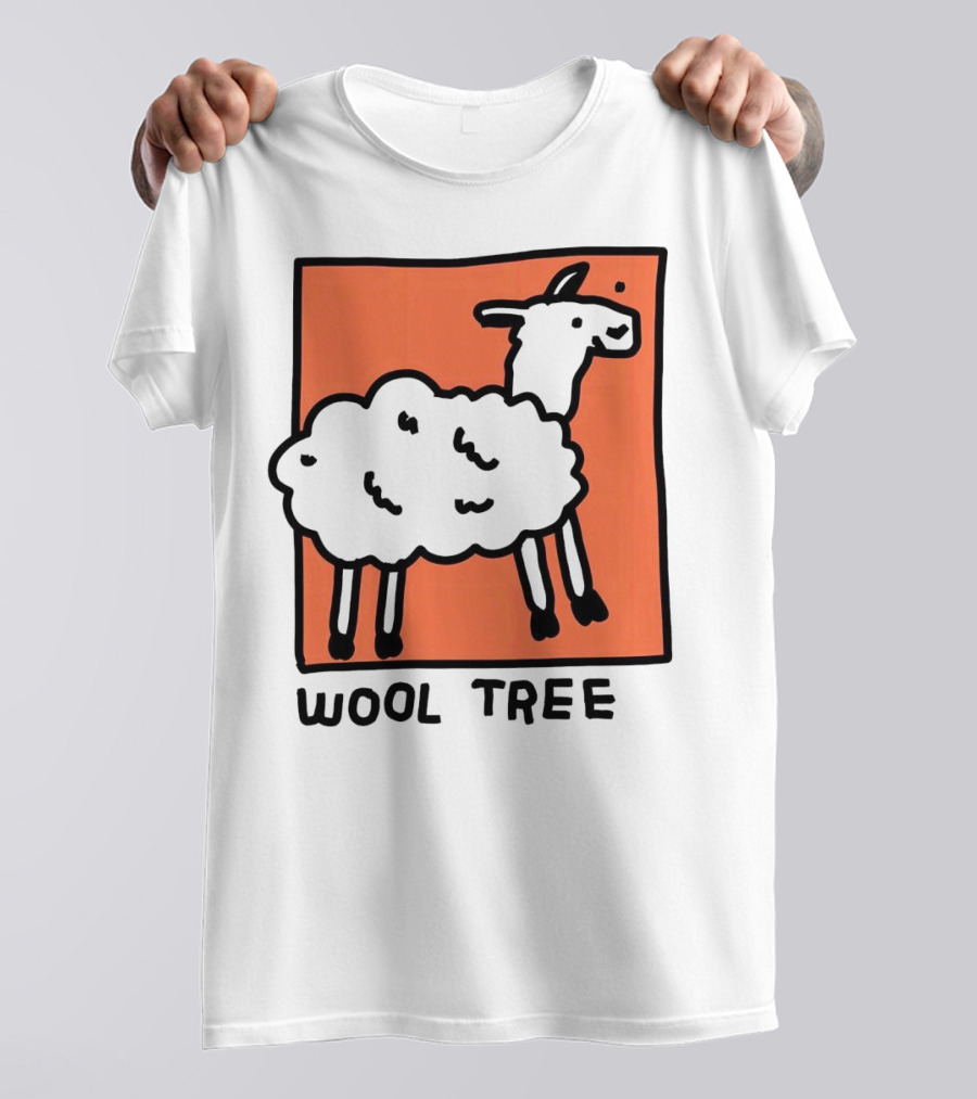 Wool Tree Black Sheep Illustration On Orange Background T-Shirt
