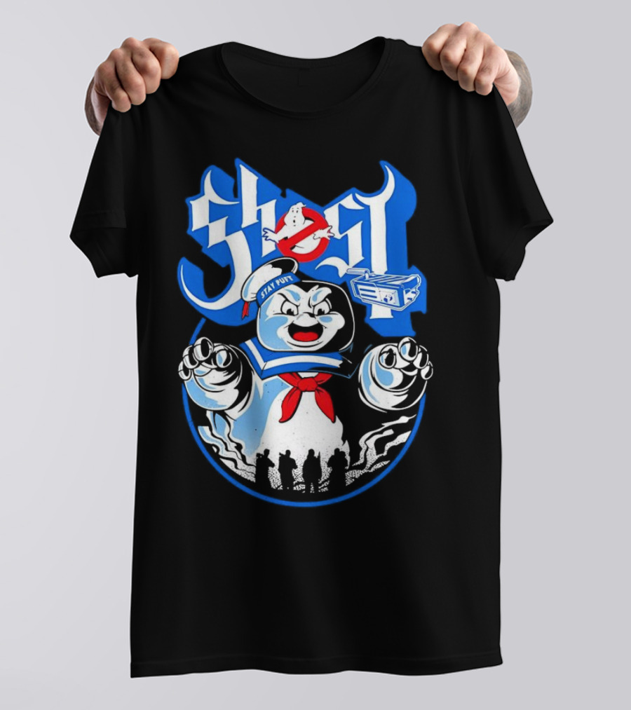 Stay Puft Marshmallow Man Ghostbusters Inspired With Ghostbusters Logo T-Shirt