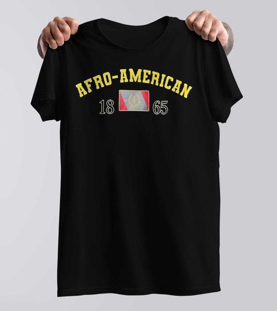 Afro American Heritage 1865 Emblem With Vintage Flag T-Shirt