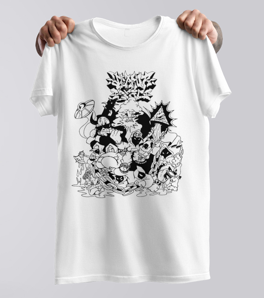 Madness White Cartoon Chaos Board Violence Slam T-Shirt
