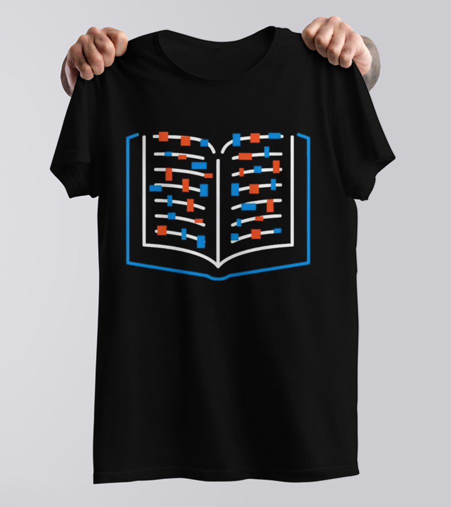 Neon Open Book Illustration With Abstract Color Blocks T-Shirt
