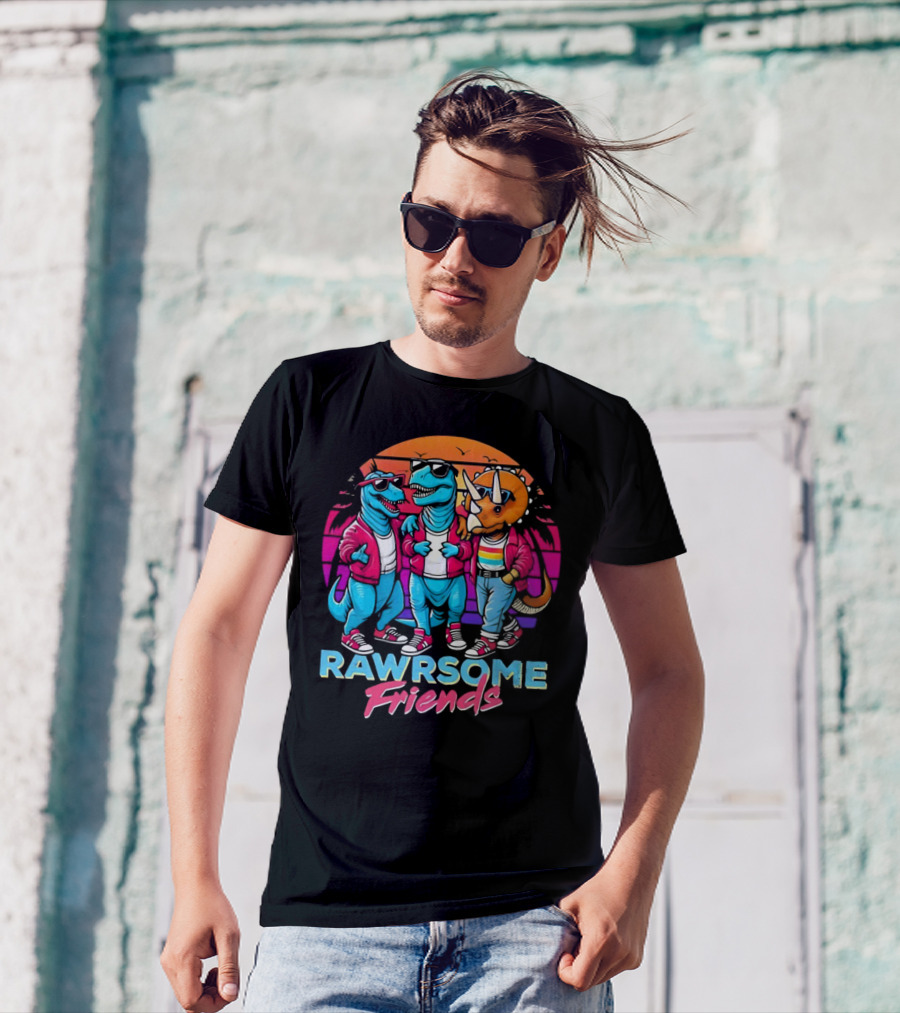 Rawrsome Friends Juna Duncan Retro Dinosaur Crew T-Shirt