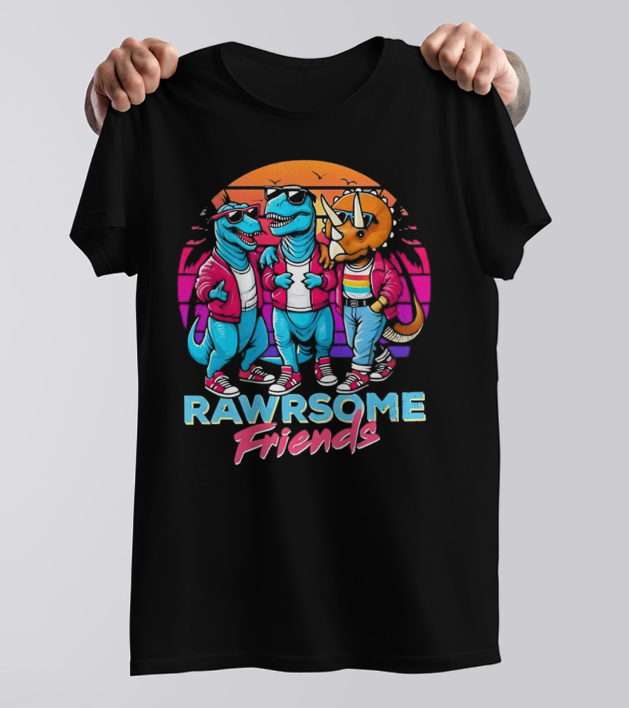 Rawrsome Friends Juna Duncan Retro Dinosaur Crew T-Shirt