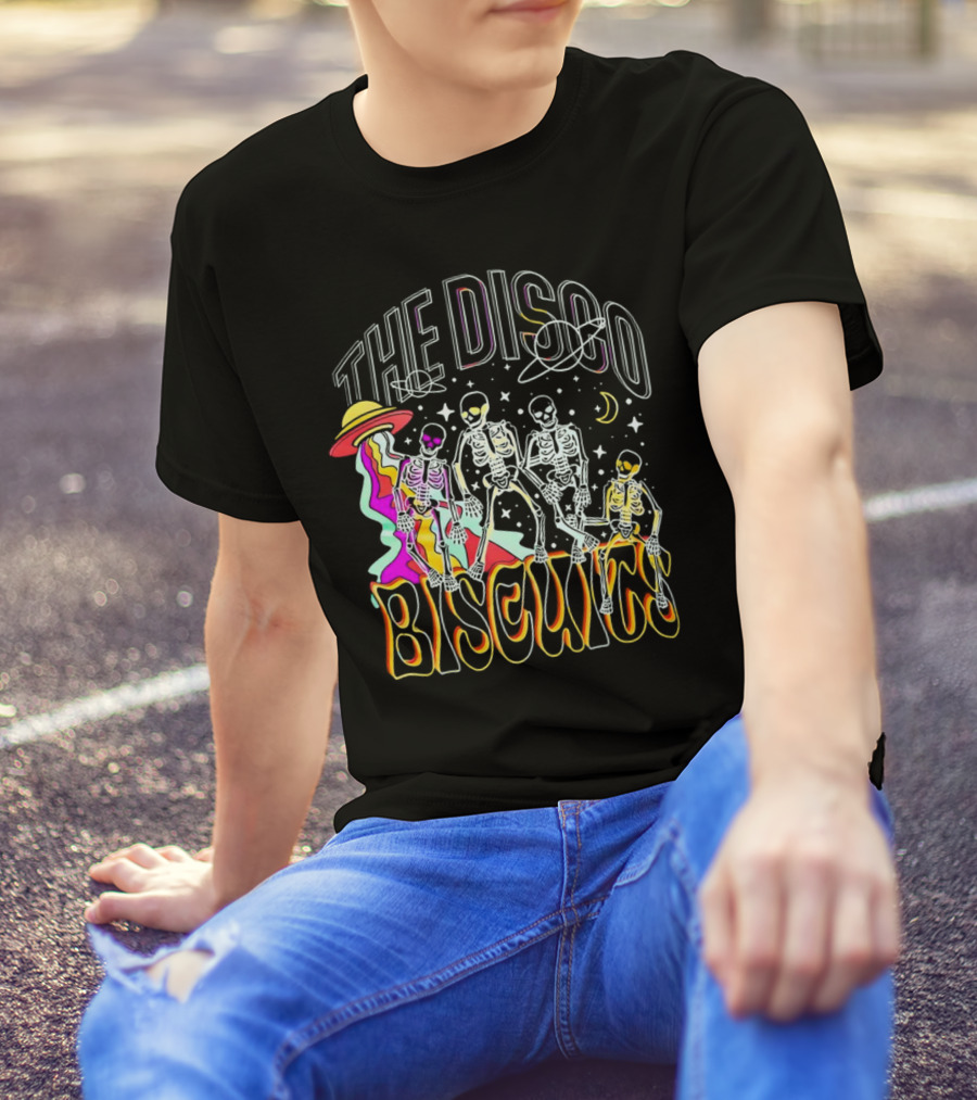 The Disco Biscuits Skeletons Dancing With UFO And Stars T-Shirt