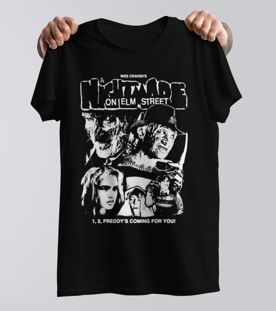 Wes Craven's A Nightmare On Elm Street 1, 2, Freddy's Coming For You T-Shirt