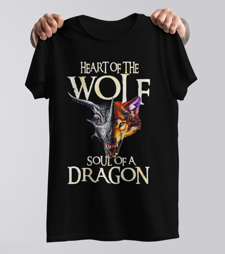 Heart Of The Wolf Soul Of A Dragon Wolf-Dragon Hybrid Duality T-Shirt