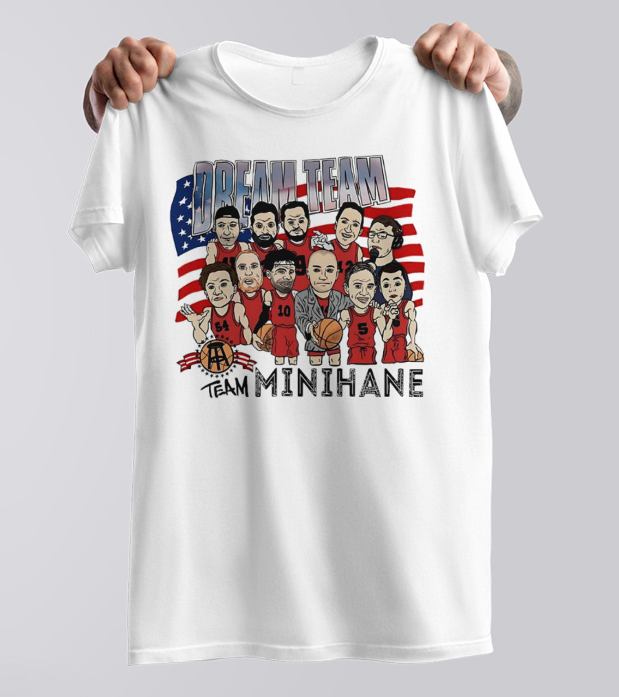 Dream Team Minihane Basketball USA Flag Characters T-Shirt