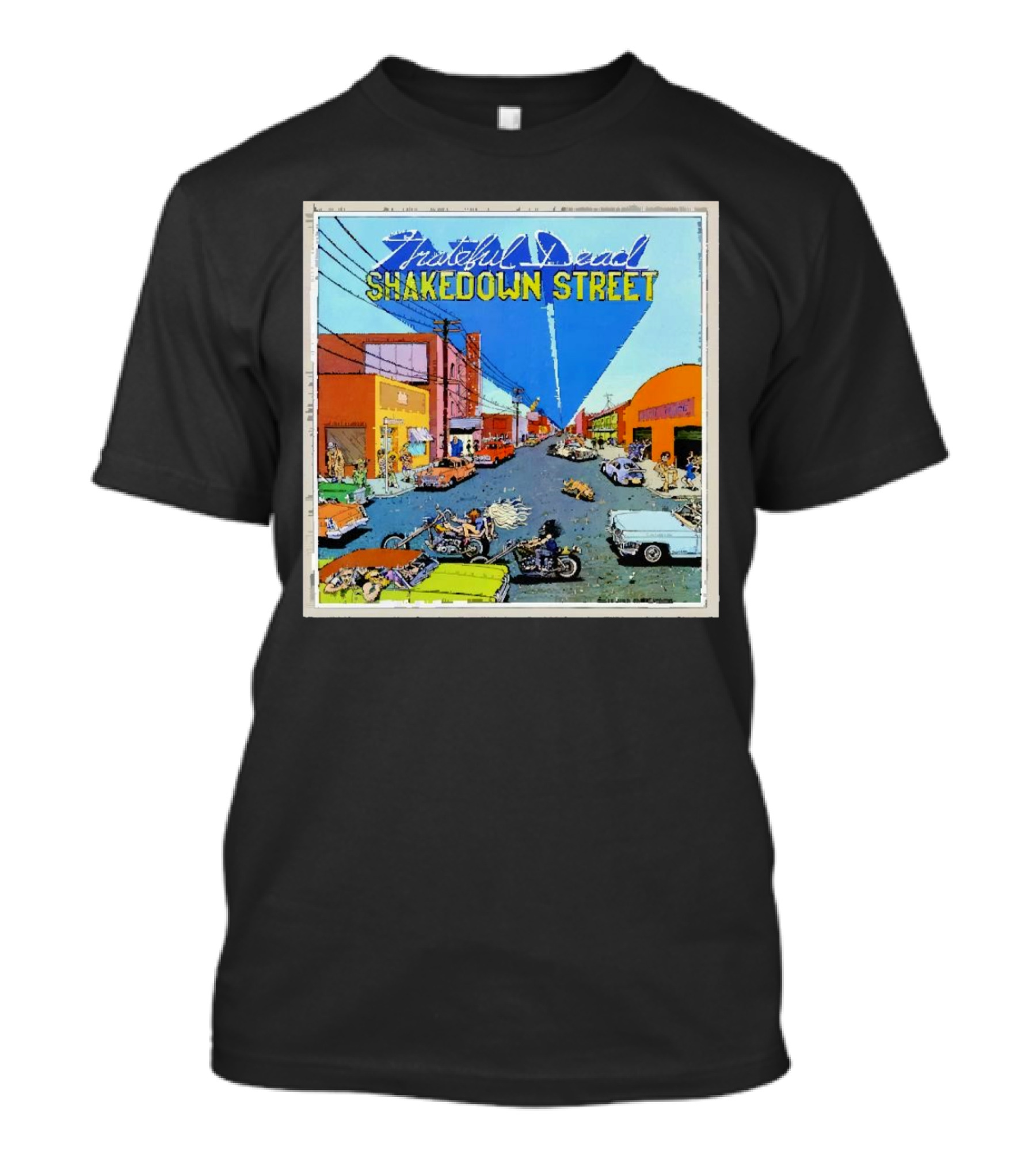 Grateful Dead Shakedown Street Album Cover Vintage Cars Scene T-Shirt