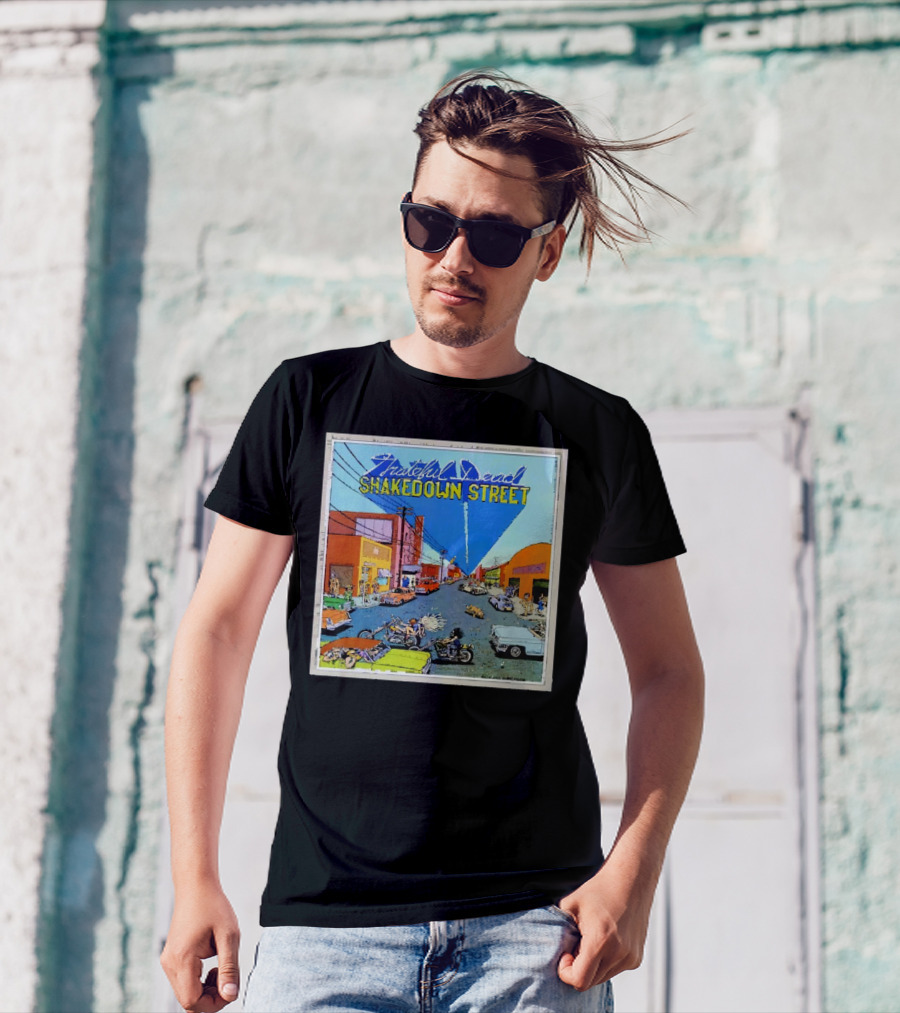 Grateful Dead Shakedown Street Album Cover Vintage Cars Scene T-Shirt