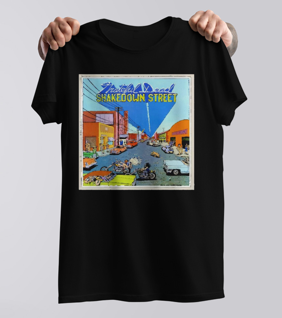 Grateful Dead Shakedown Street Album Cover Vintage Cars Scene T-Shirt
