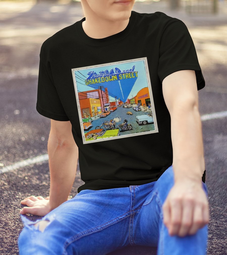 Grateful Dead Shakedown Street Album Cover Vintage Cars Scene T-Shirt