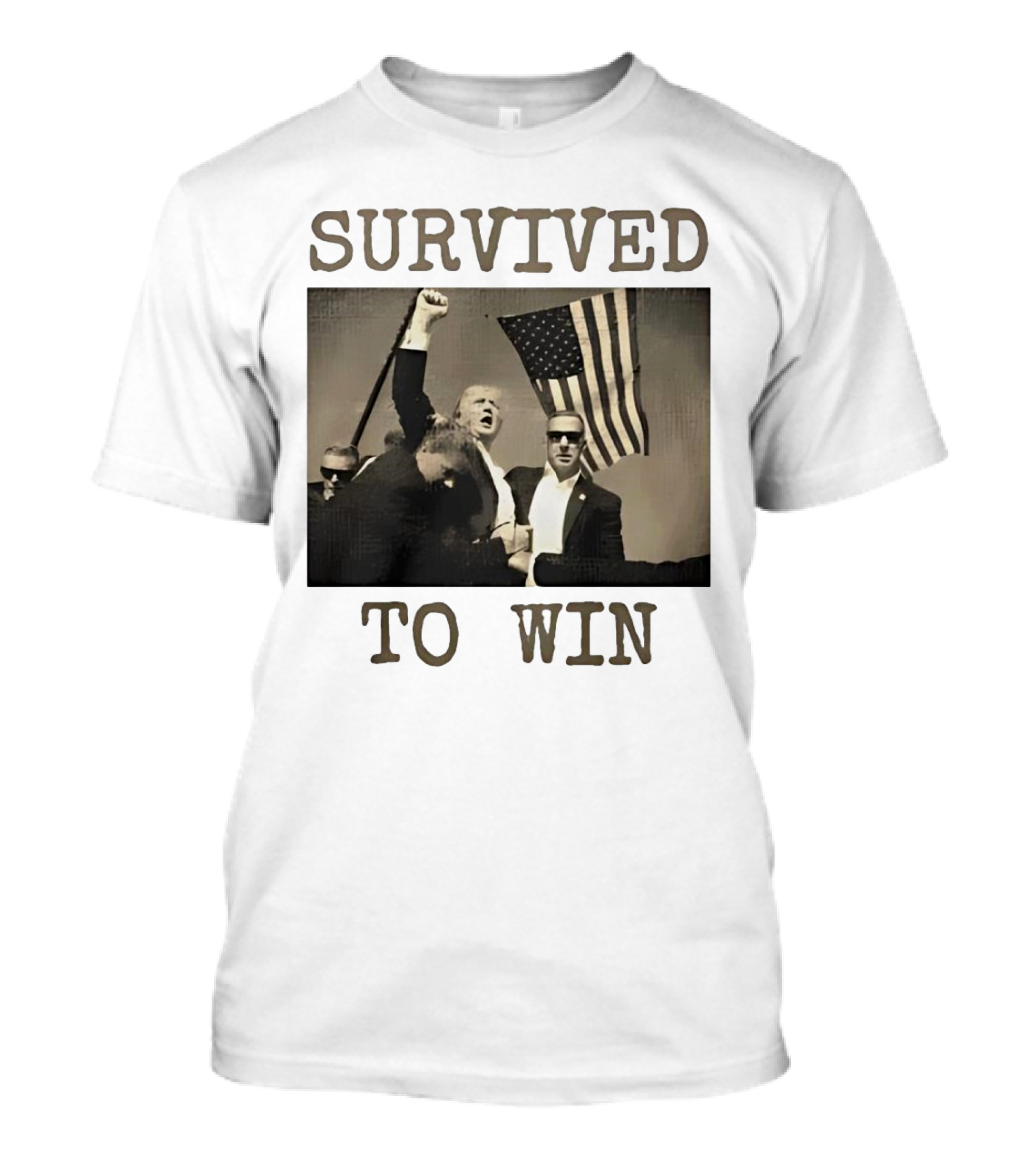 Survived To Win Trump American Flag T-Shirt