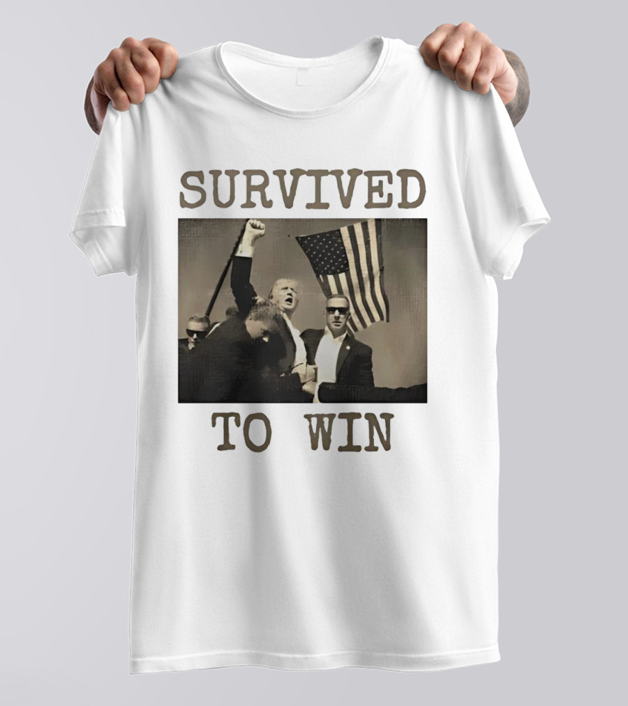 Survived To Win Trump American Flag T-Shirt