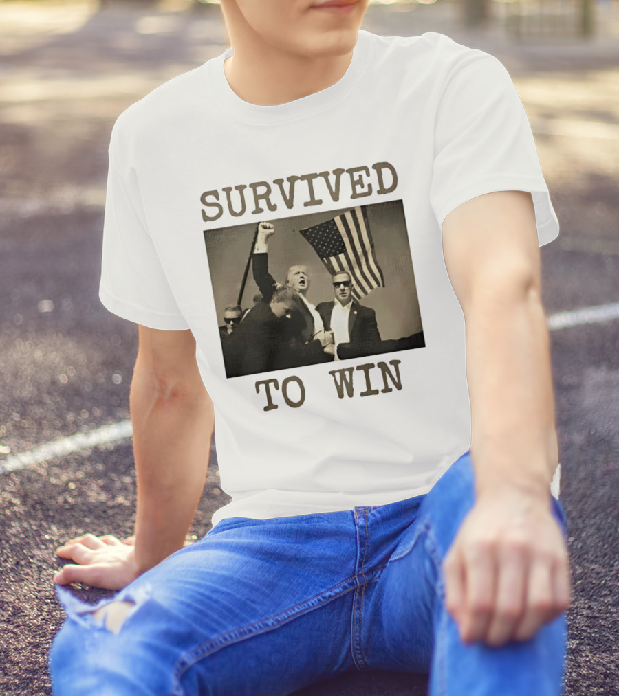 Survived To Win Trump American Flag T-Shirt