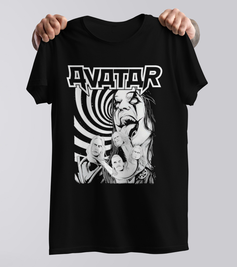 Avatar Band Graphic With Swirling Tongue Faces T-Shirt