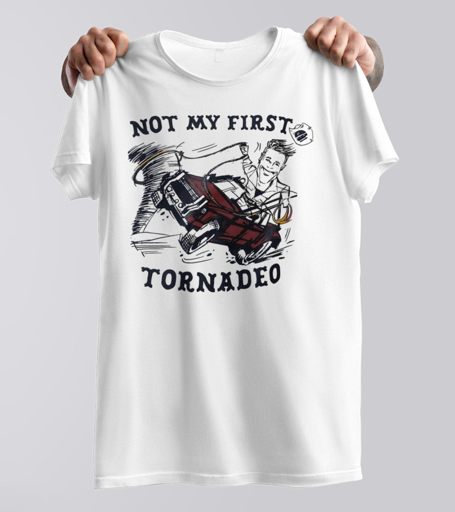 Not My First Tornadeo Glen Powell Riding Red Car In Tornado Sketch T-Shirt