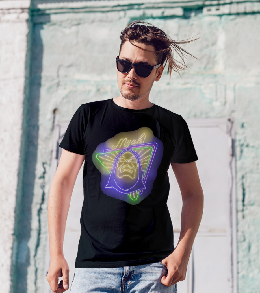 Skeletor Neon Myah Retro 80s Glowing Triangle T-Shirt