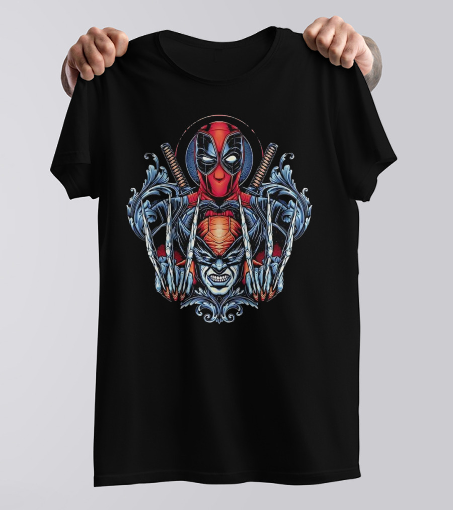Deadpool And Wolverine Disastrous Duo Claws And Swords T-Shirt