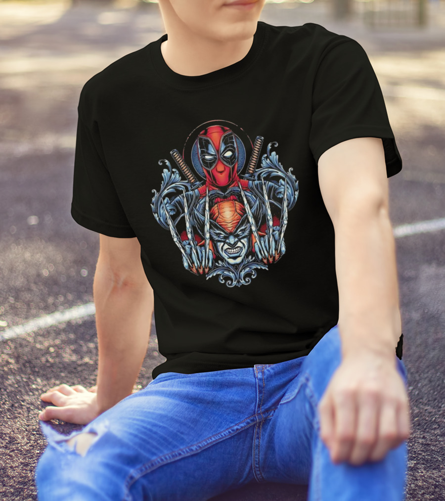 Deadpool And Wolverine Disastrous Duo Claws And Swords T-Shirt