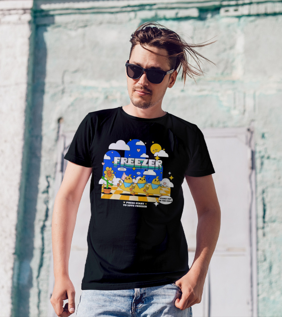 Press Start To Love Freezer Stand Out In The Cold 본체의 차가운 감성 T-Shirt
