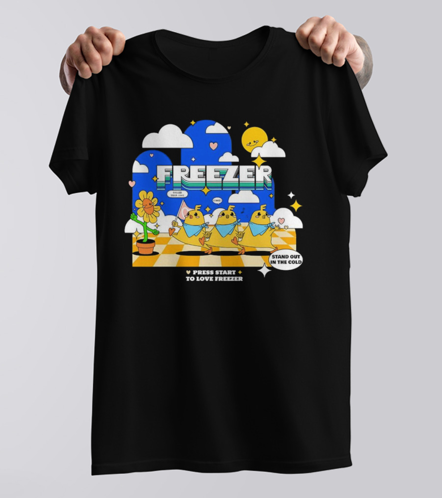 Press Start To Love Freezer Stand Out In The Cold 본체의 차가운 감성 T-Shirt